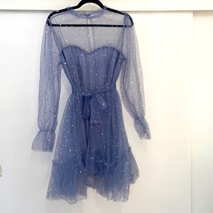 Mesh Overlay Dress- Gold Galaxy